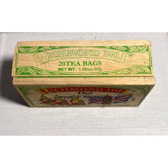 Richmond Hill English Breakfast Flavored Tea Crate Wooden Box Empty 5.25" x 3" - Picture 2 of 9